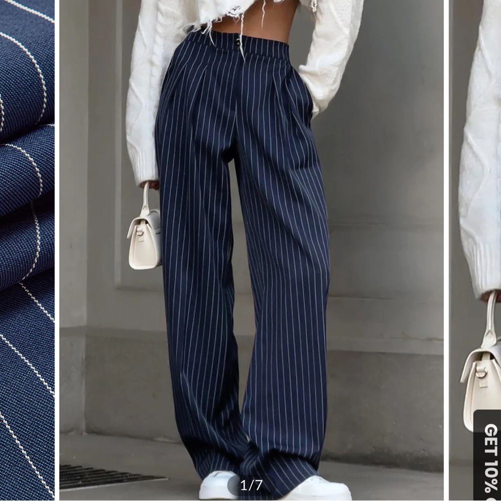 Navy Pinstripe Pants